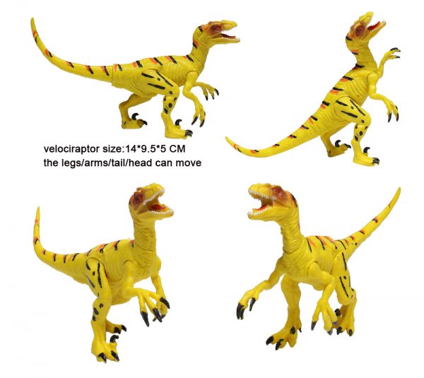 Yellow movable Velociraptor model plastic dinosaur action figure toy