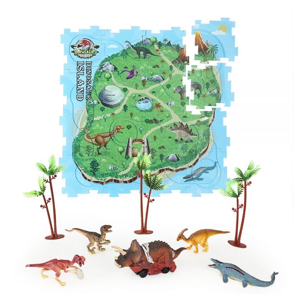 Dinosaur electric car slot toy puzzle track play set