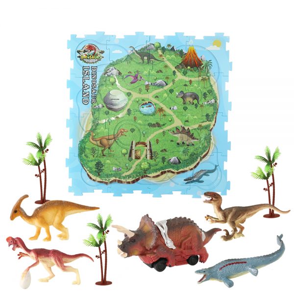 Dinosaur electric car slot toy puzzle track play set