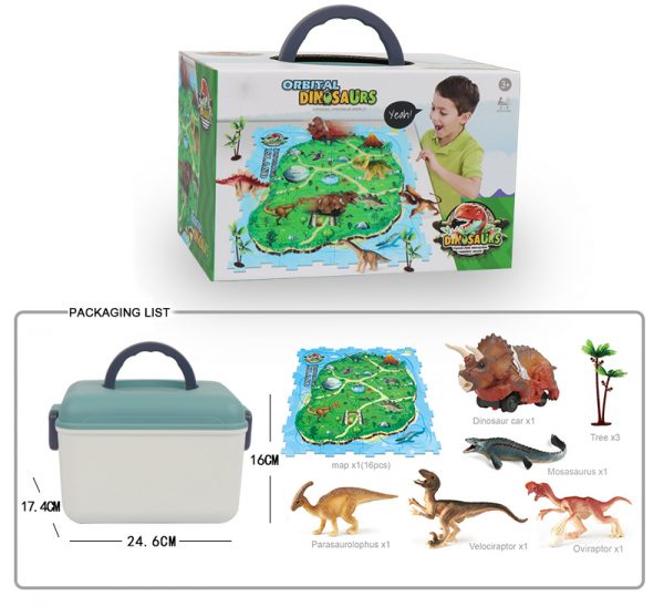 Dinosaur electric car slot toy puzzle track play set