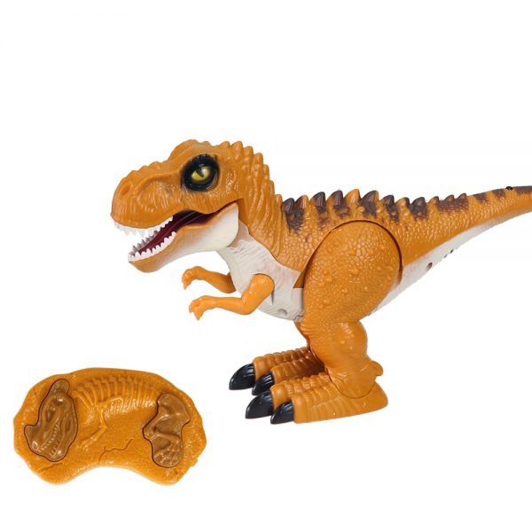 Cartoon T-rex model plastic infrared dinosaur walking radio control toy with light and sound