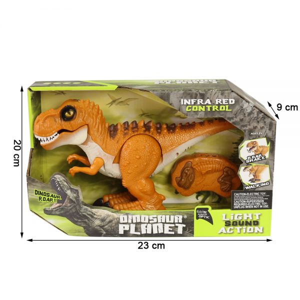 Cartoon T-rex model plastic infrared dinosaur walking radio control toy with light and sound