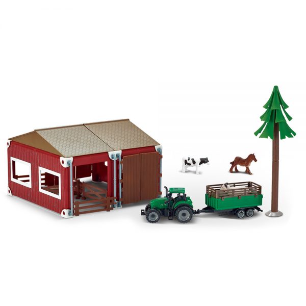 Horse stable plastic farm house toy with tractor