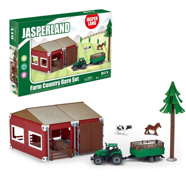 Horse stable plastic farm house toy with tractor