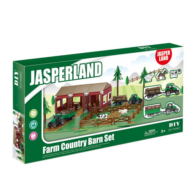 horse stable plastic animal farm toys house with sliding tractor