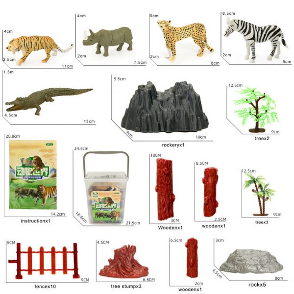 Africa model 50pcs hollow plastic PVC toy animal