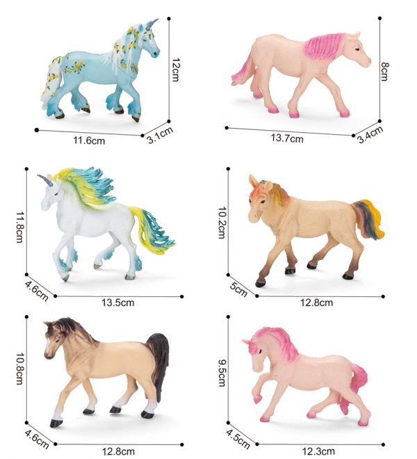 8inches Cartoon horse toy  plastic hollow unicorn pvc model