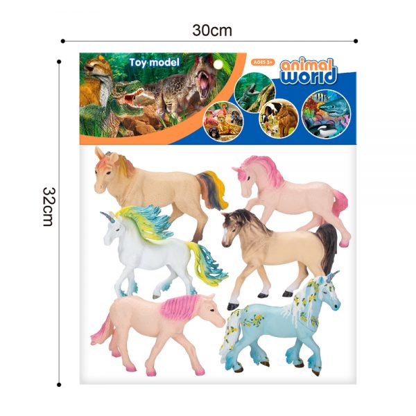 8inches Cartoon horse toy  plastic hollow unicorn pvc model