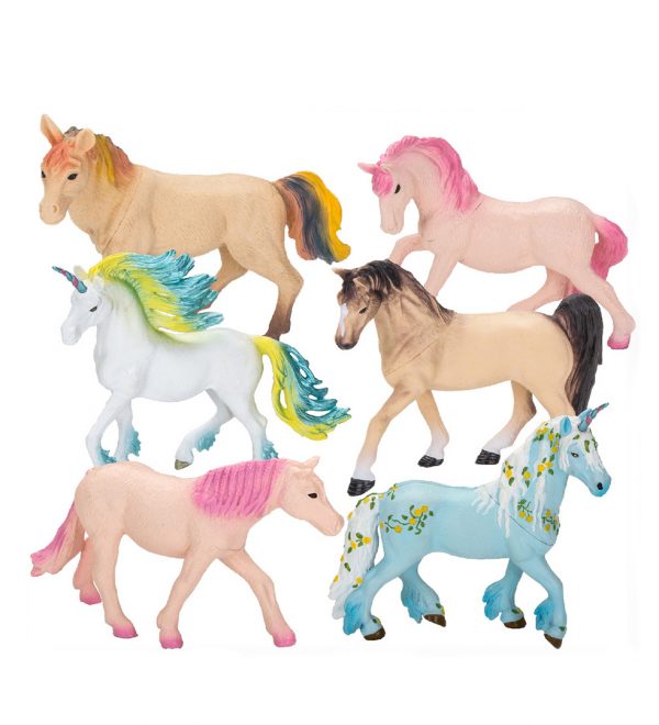 8inches Cartoon horse toy  plastic hollow unicorn pvc model