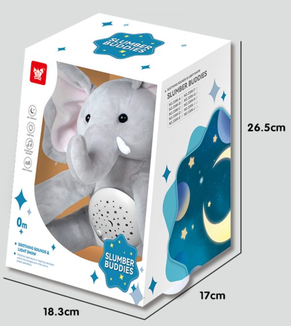 Night light plush toy stuffed elephant with music and sound