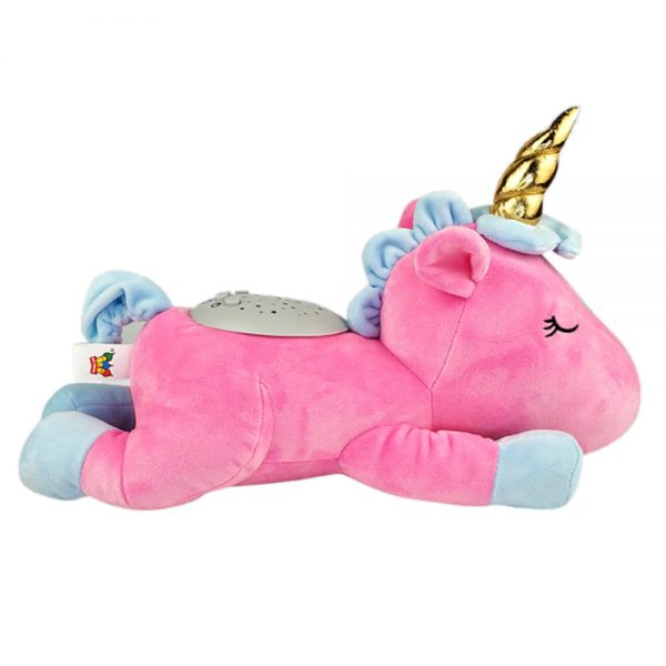 3 natural sound colorful projector lamp pink unicorn stuffed animal plush toy with sound