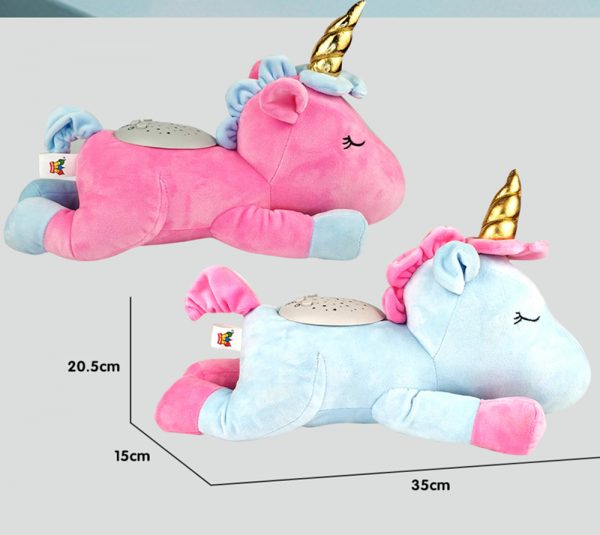 3 natural sound colorful projector lamp pink unicorn stuffed animal plush toy with sound