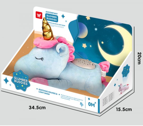 3 natural sound colorful projector lamp pink unicorn stuffed animal plush toy with sound