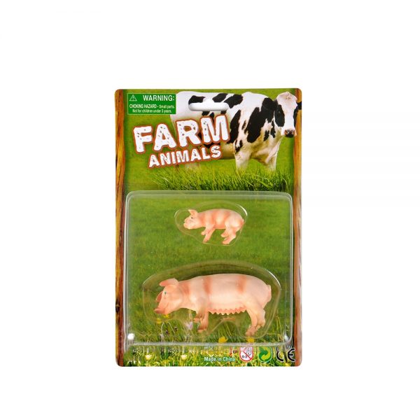 2 kinds mixed packaging farm animal model toy plastic pig