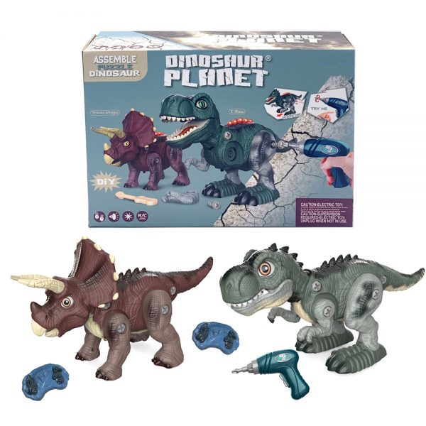 Radio control diy dinosaur model gift plastic take apart T-rex Triceratops assembly kids toy
