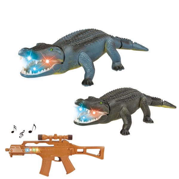 Gun controller shape lighting head swing crocodile model toy radio control animal with sound