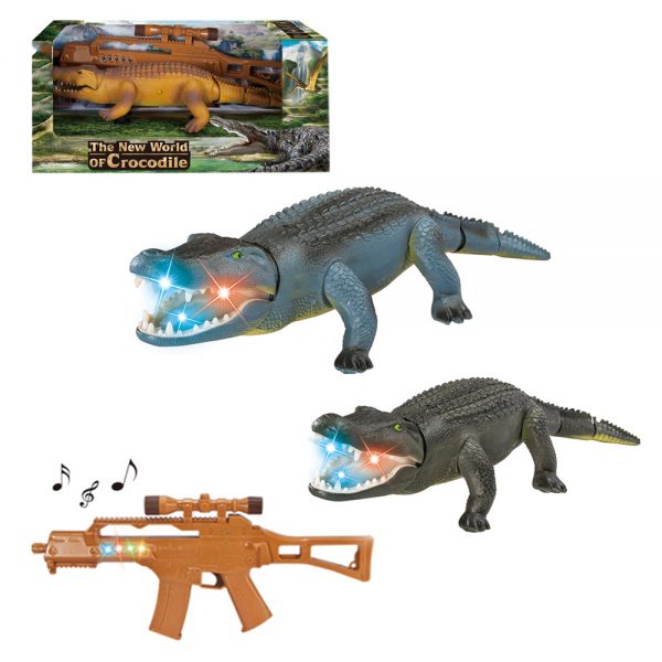 Gun controller shape lighting head swing crocodile model toy radio control animal with sound