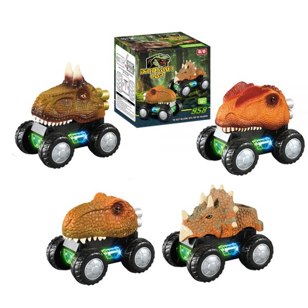360 rotate Battery operation car dinosaur toy with light and sound