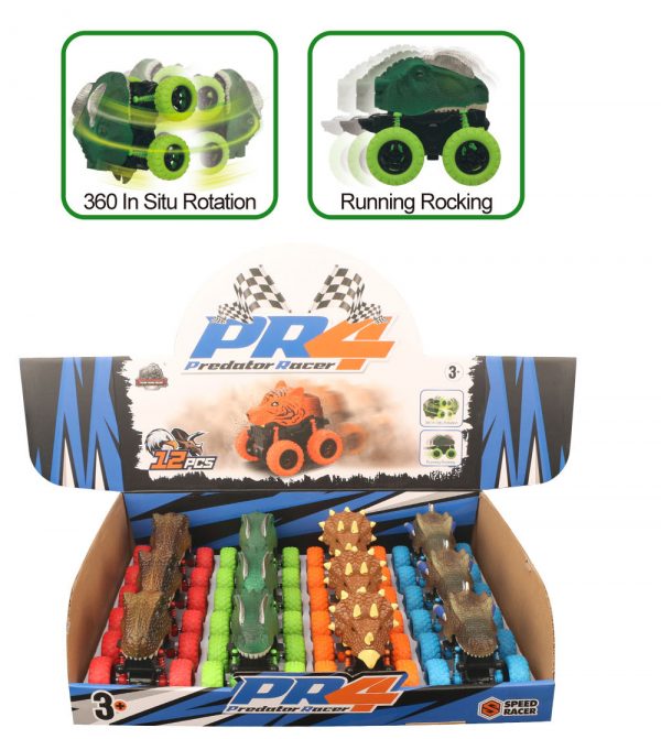 Plastic dinosaur toy friction rolling car