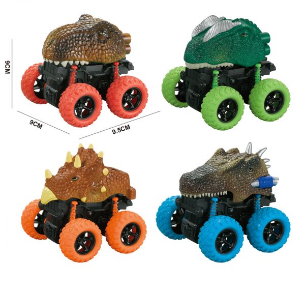 Plastic dinosaur toy friction rolling car