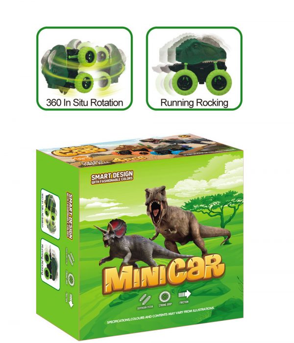 360 rotate plastic dinosaur friction power toys cars