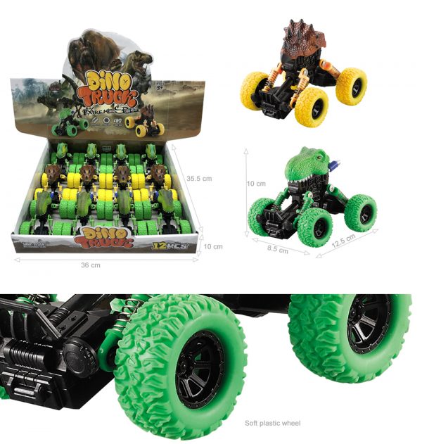 Plastic pull back dinosaur car toy