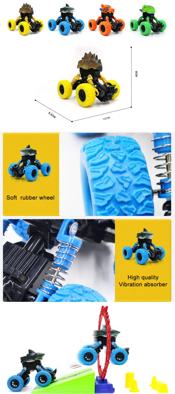 Plastic pull back dinosaur car toy