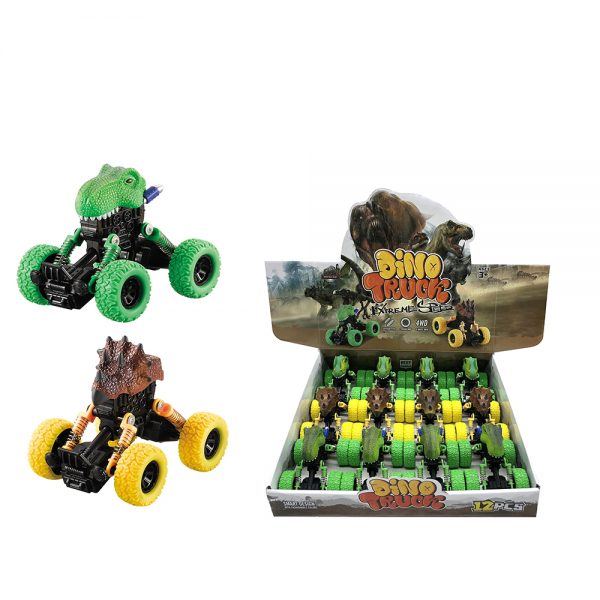 Plastic pull back dinosaur car toy