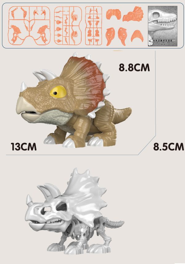 2 in 1 figure and skeleton plastic toy diy 3d assembling dinosaur