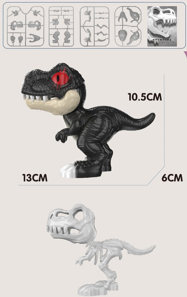 T-rex dinosaur figure skeleton 2 layer assembly diy plastic blocks toys