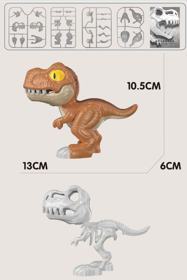 T-rex 2 layer plastic skeleton figure assembly building toys
