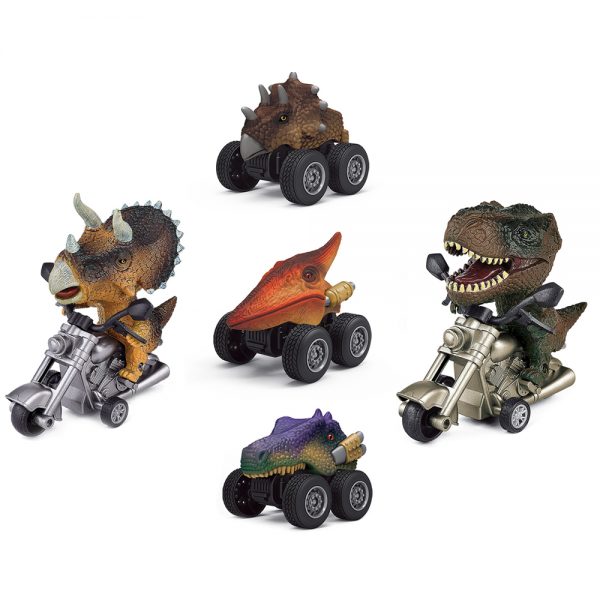 Friction dinosaur motorcycle toy with pull back car