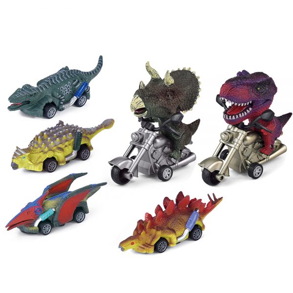 Dinosaur plastic PVC friction motorcycle pull back car