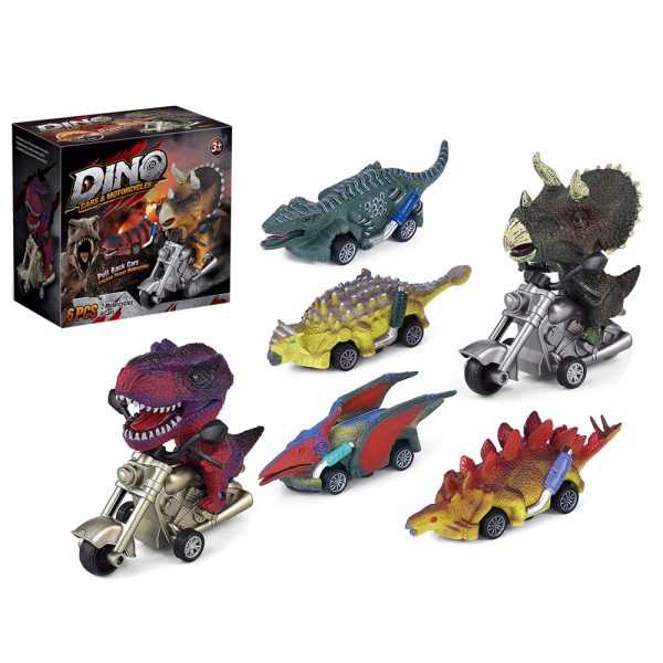 Dinosaur plastic PVC friction motorcycle pull back car