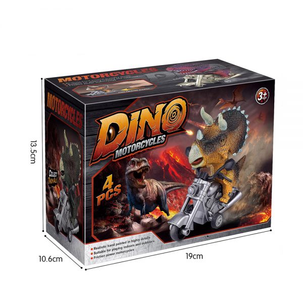 Plastic motorcycle toy friction power dinosaur car