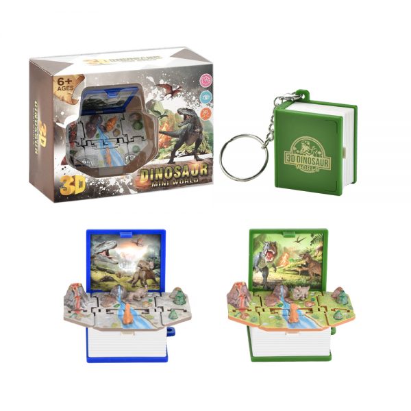 3D folding mini dinosaur world surprise bomb book key chain toy