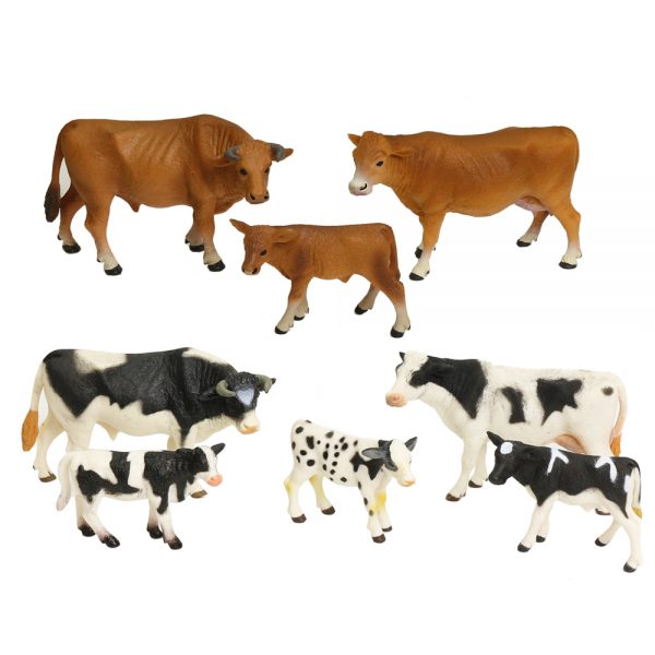 High simulation solid farm animal series 3d plastic model cow and cattle