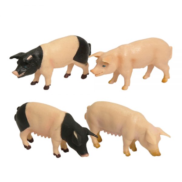 4inches solid PVC pig model poultry farm toy set