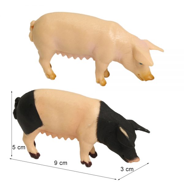 4inches solid PVC pig model poultry farm toy set
