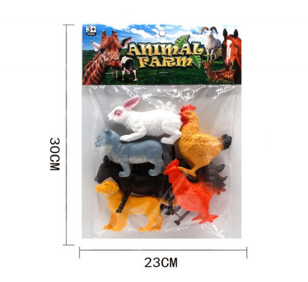 6 kinds mixed hen rooster rabbit figure farm play set plastic toy