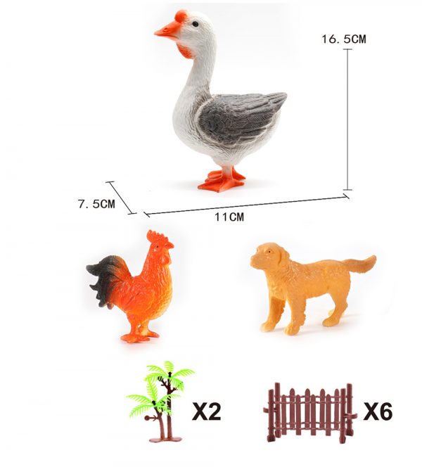 Plastic goose rooster dog figure farm animal toys model