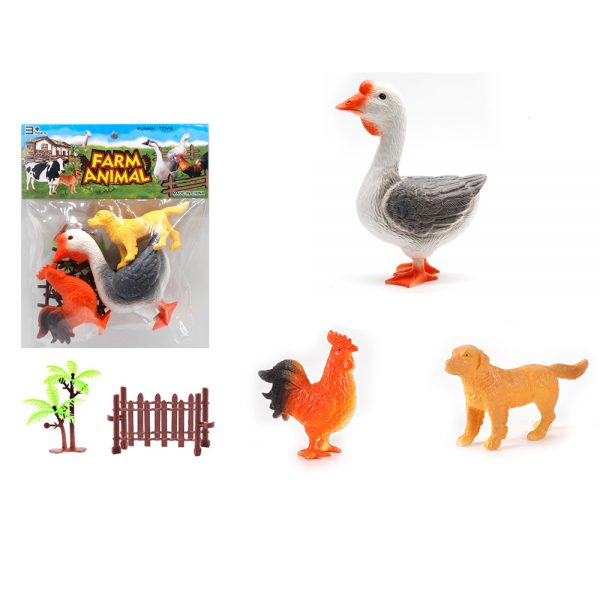 Plastic goose rooster dog figure farm animal toys model