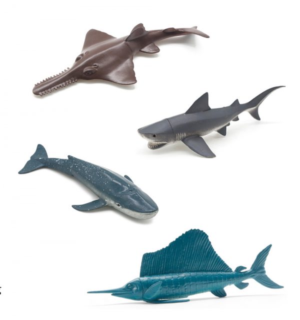 4 kinds deep ocean PVC figure toy plastic hollow shark animal model
