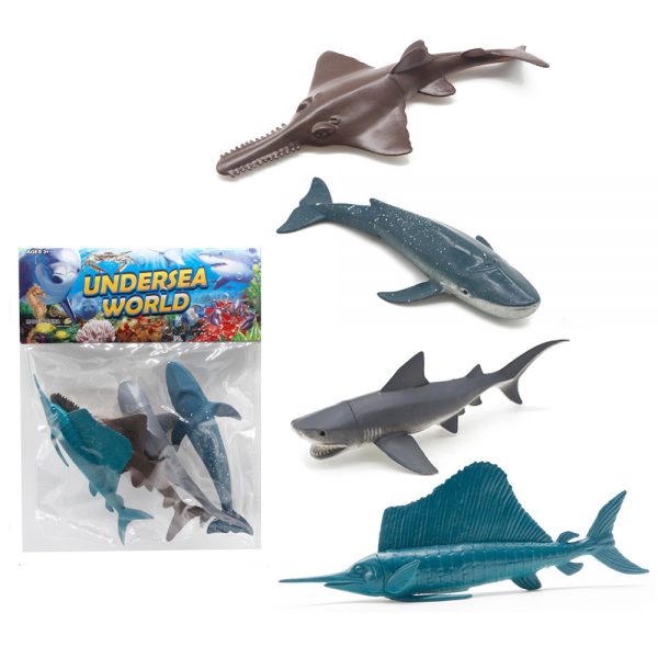 4 kinds deep ocean PVC figure toy plastic hollow shark animal model
