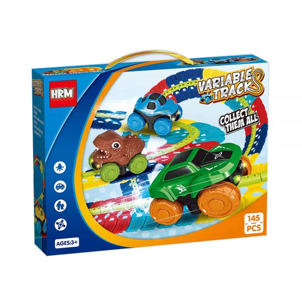 Electric Anti-Gravity Rail Car 145pcs 360 rotation DIY dinosaur assembled car track toys