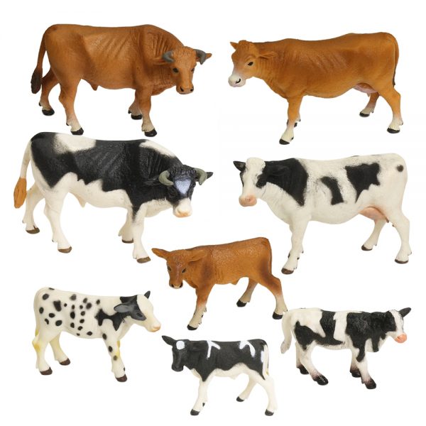 High simulation solid farm animal series 3d plastic model cow and cattle