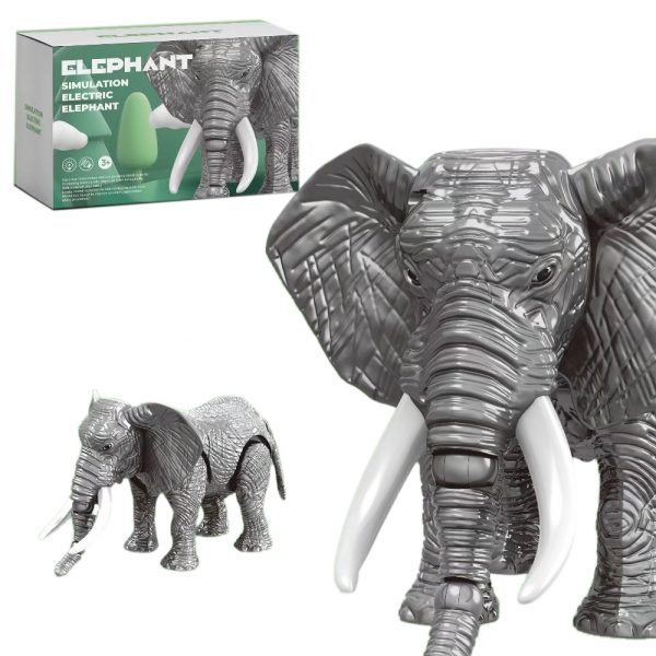 Plastic electric toy elephant with light and sound