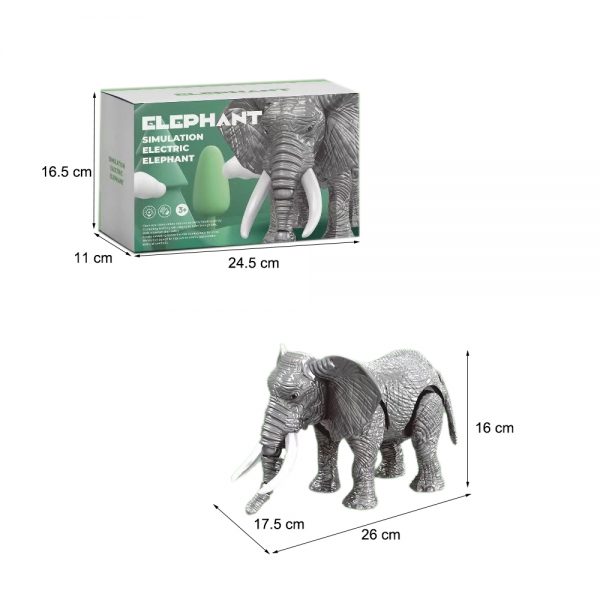 Plastic electric toy elephant with light and sound