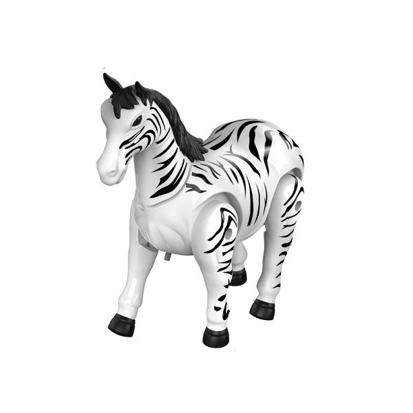 With light and sound electric animal model plastic battery operated walking zebra to