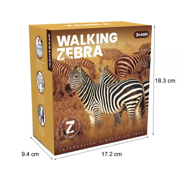 With light and sound electric animal model plastic battery operated walking zebra to